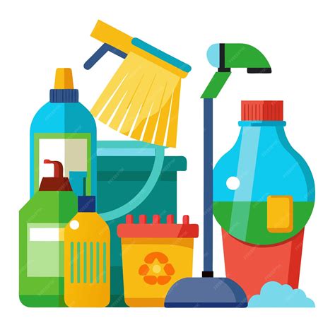 Cleaning products clip art and Vector Design With a White Background ...