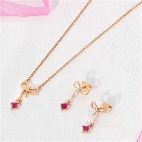 Radiant Bow Rose Gold Plated 925 Sterling Silver Jewellery Set – Zavya