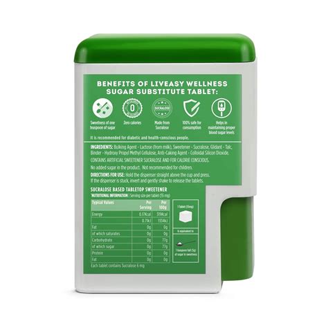 Liveasy Wellness Zero Calorie Sugar Substitute Tablet (300Tablets ...
