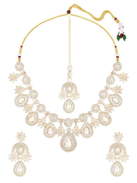 Buy ZAVERI PEARLS Gold Tone Dazzling Stones Austrian Diamonds Necklace ...