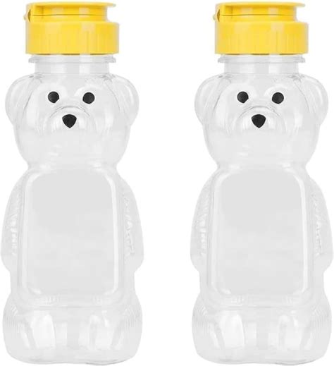 Amazon.com: 2Pcs Yellow 8 Oz Plastic Bear Honey Bottle Jars, Empty ...