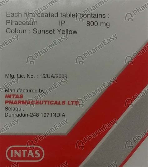 Cerecetam 800 MG Tablet (10): Uses, Side Effects, Price & Dosage ...