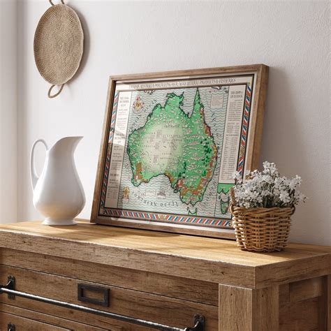 Vintage World Map - Map of Australia - Vintage Map Poster - Vintage Rustic Map - Matte Paper ... - map of australia vintage