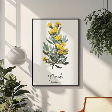 Nevada State Flower Art Print, Elegant Botanical Art, Sagebrush Art ...