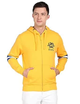 Buy U.S. Polo ASSN. Men Chrome Yellow Cotton Colour Block Sweatshirt at ...