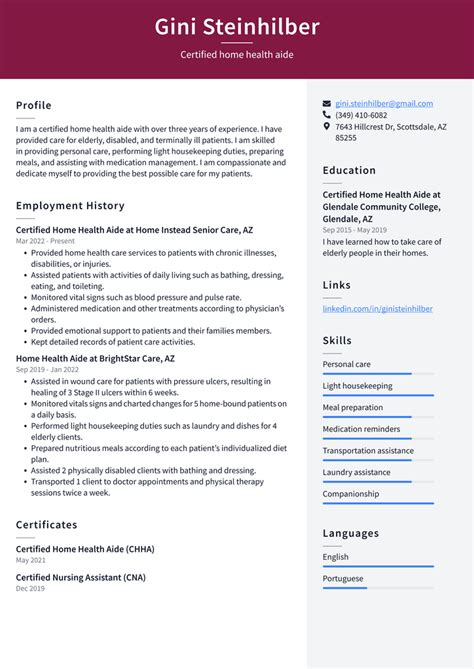 CNA Resume Sample 的图像结果