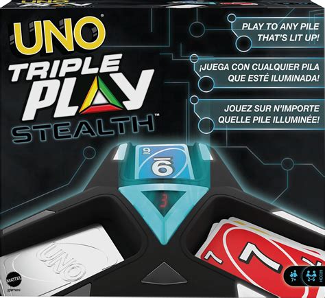 Amazon.com: Mattel Games UNO Triple Play Card Game for Family Night ...