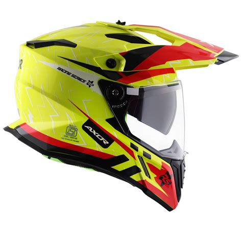 AXOR XCross Dual Visor Flash Gloss Neon Yellow Red Helmet– Moto Central
