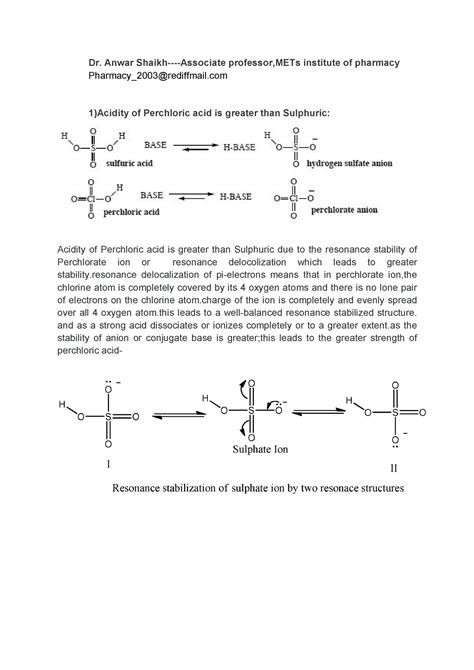 Acidity of Perchloric acid is greater than Sulphuric - Dr. Anwar Shaikh ...