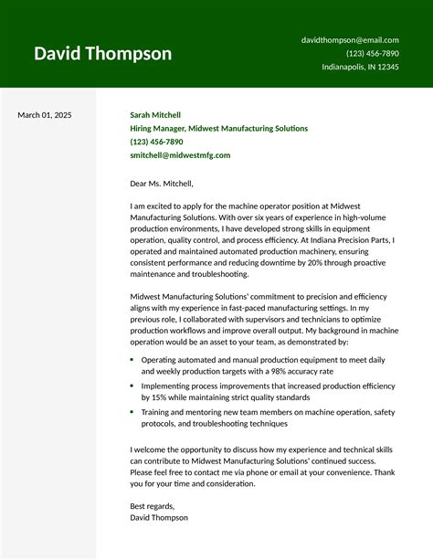 Machine Operator Cover Letter Examples and Templates for 2025 - ResumeBuilder.com