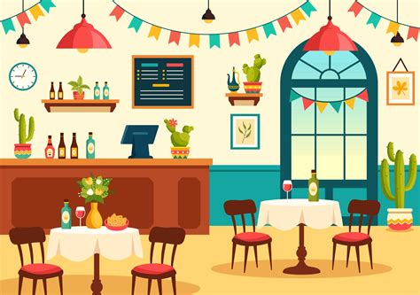 Mexican Food Restaurant Illustration with Various of Delicious ...