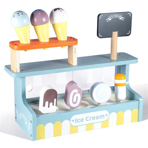 Buy PAMIYO Wooden Ice Cream Toys for Kids, Ice Cream Shop Pretend Play ...