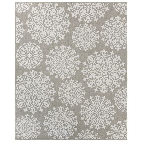 Mohawk Home Oasis 9 x 12 Silver Indoor/Outdoor Geometric Mid-century ...