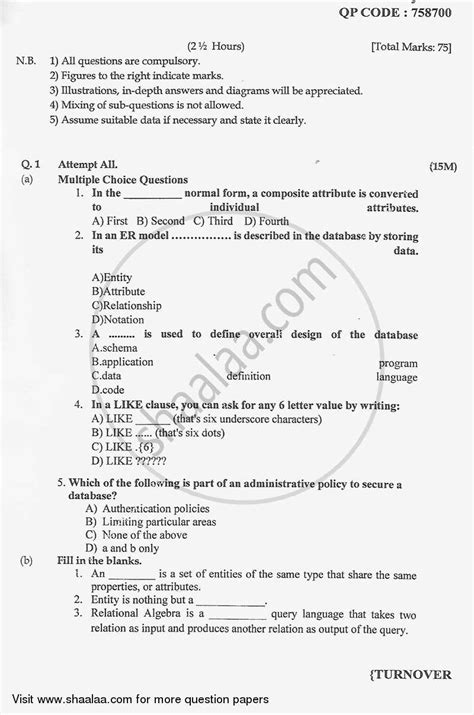Database Systems 2016-2017 B.Sc Computer Science Semester 1 (FYBSc ...