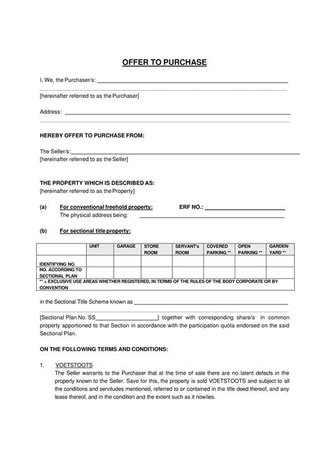 Free Printable Offer To Purchase Real Estate Form Templates [PDF, Word]