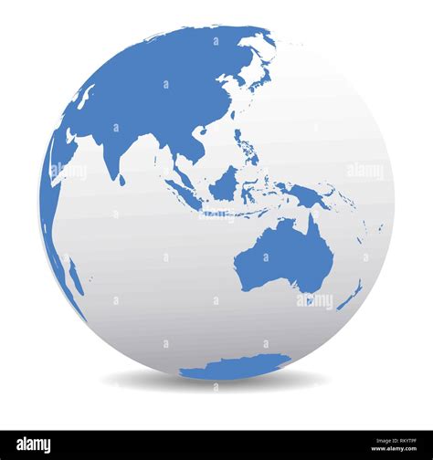 Asia and Australia, Global World, Vector Map Icon of the world in Globe form Stock Vector Image ...