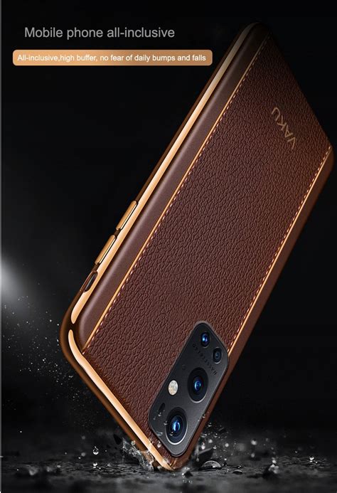 Vaku ® OnePlus 9 Pro Vertical Leather Stitched Gold Electroplated Soft ...