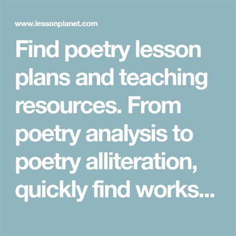 Image result for Poetry Lesson Plans
