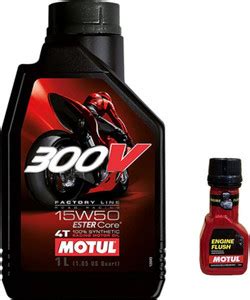 MOTUL 300V 4T 15W-50(1liter)+Engine flush(50ml) combo Full-Synthetic ...