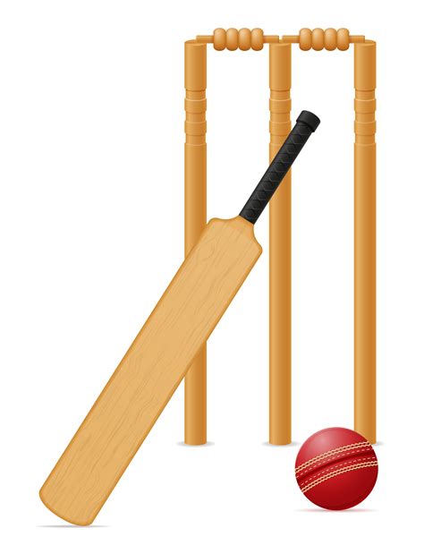 cricket equipment bat ball and wicket vector illustration 488984 Vector ...