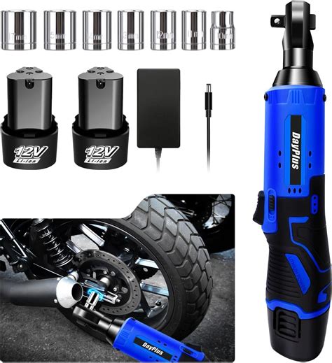Huini 12V Cordless Ratchet Wrench, 3/8" Electric Ratchet Wrench Kit 40N.m, 300 RPM,Impact Drive ...