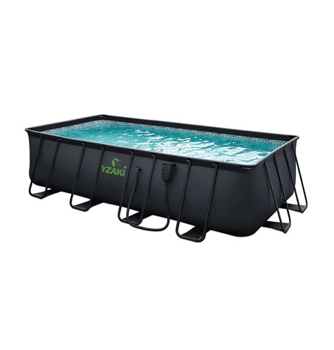 Piscine tubulaire Yzaki noire rectangulaire sans filtration 5.49 x 2.74 ...