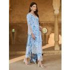 Maroon White Printed Cotton Kurta