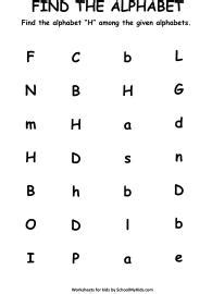 English Worksheet: Find the Letter H - Find Alphabets Worksheet ...