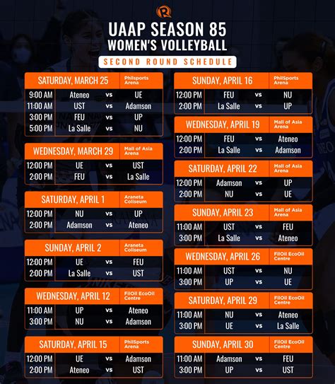 SCHEDULE: UAAP Season 85 women's volleyball