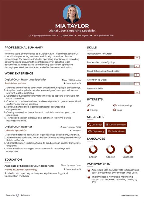 10+ Digital Court Reporter Resume Samples & Templates for 2025