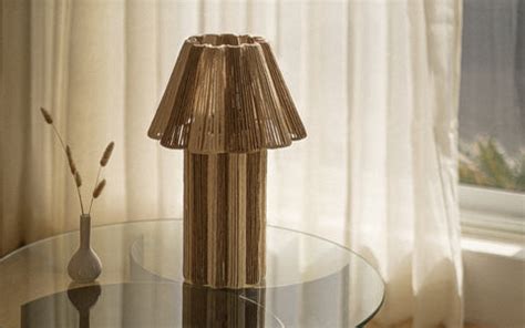 Kenji Conical Table Lamps | Raffia Shade Side Table Lamp