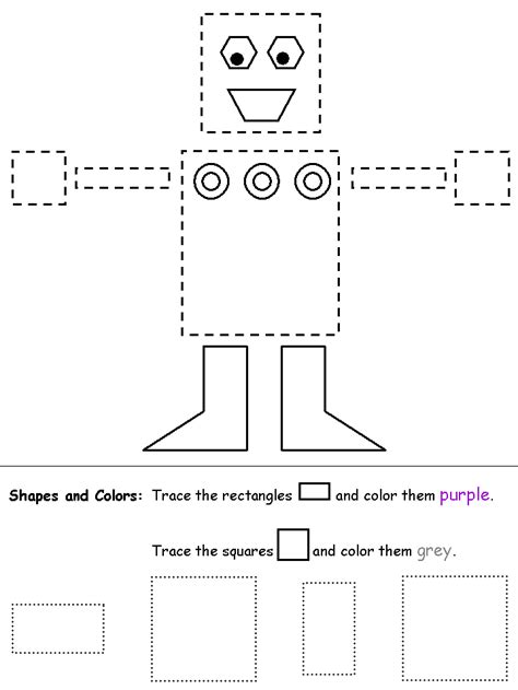 Robot Shapes Worksheet 的图像结果
