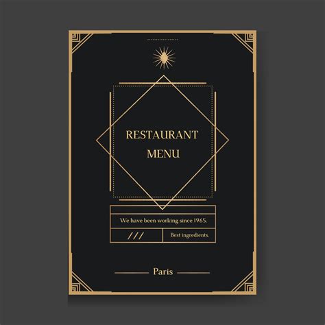 Elegant Black Restaurant Menu Design with Gold Frame | Gold decorative ...