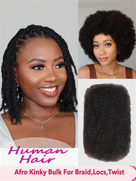 Afro Kinkys שיער אנושי בתפזורת לראסטות תוספות תיקון Locs, Twist ...
