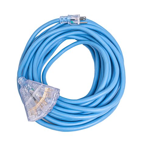Extension Cord, 50ft, SJEOW, All Weather, 12/3, Blue, Lighted End ...