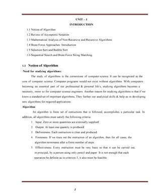 Design and Analysis of Algorithms (DAA) Notes - UNIT – 1 INTRODUCTION 1 ...