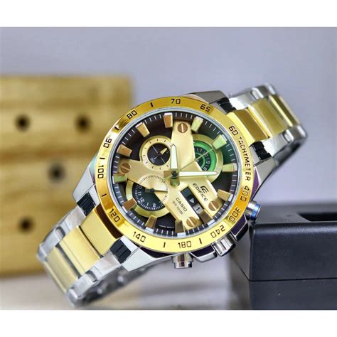 Casio Edifice Chronograph Black Dial Gold Metal Men's Watch Efr 540 GB ...