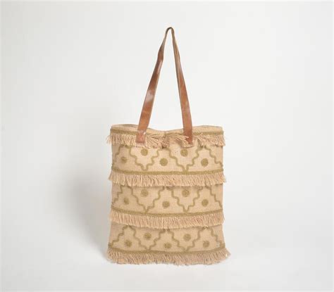 Portico Patterned Frayed Jute Tote bag – GAAIA