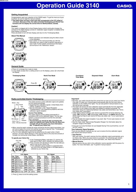 Image result for Casio Watch User Guide