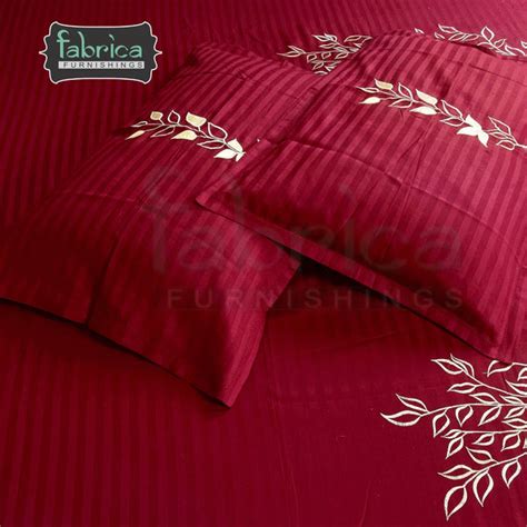 Fabby Home Designer Mehroon Embroider king Size Bed Sheets