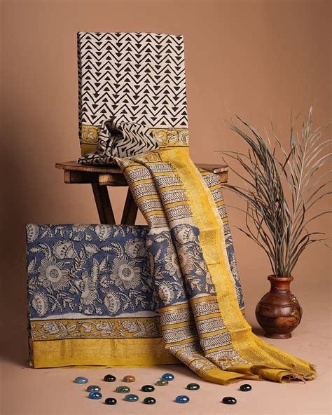 Premium Bagru Print Maheshwari Silk Suit Set Online