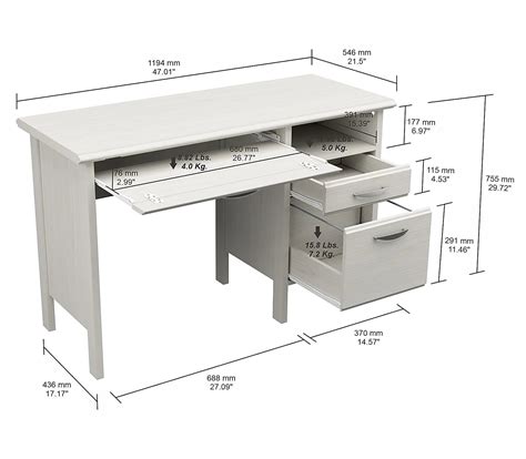 Office Computer Desk Made in MDF with Keyboard and File Drawers full E ...