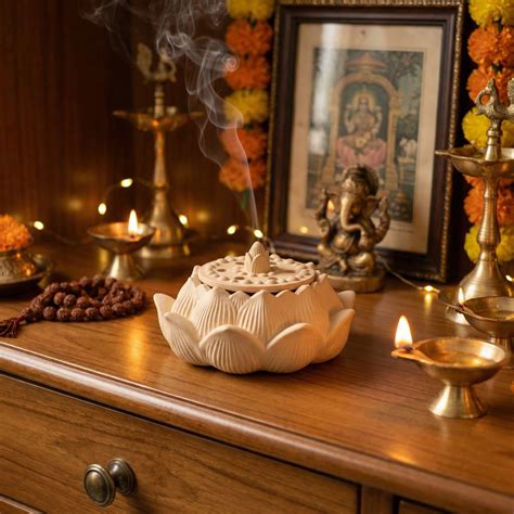 Concrete Fire Safe Lotus Dhoop Box – Handcrafted Incense Holder for Ho ...