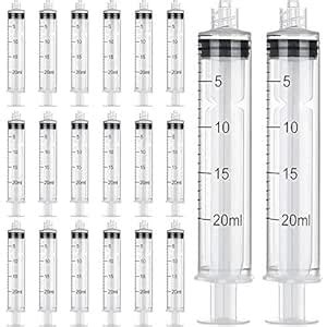 20 Pack Syringe Luer Lock, Syringe Without Needle, Plastic Curved ...