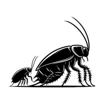 Cockroach insect animal silhouette vector illustration isolated on a ...
