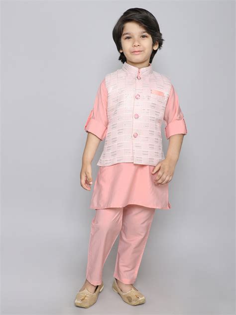 Buy Ministitch Mandarin Neck Kurta,Salwar And Jacket Set For Boys Off ...
