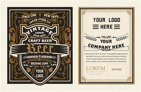 Rótulo de cerveja vintage para embalagem | Vetor Premium