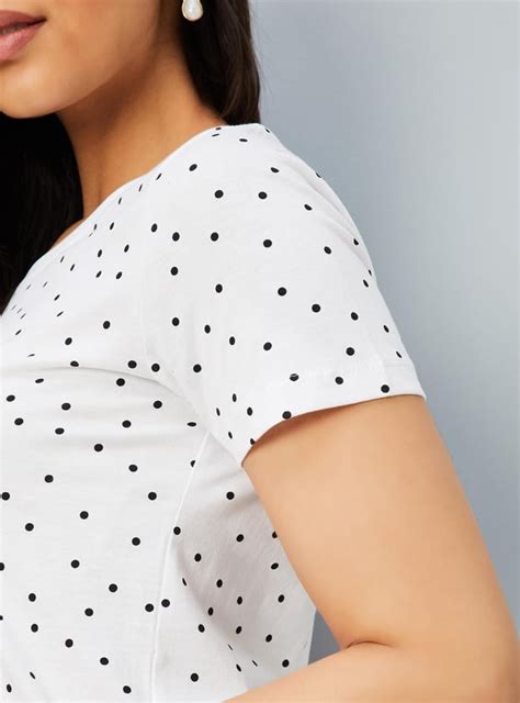 Buy Women Polka Dot Print T-shirt Online at just Rs. 299.0 ...