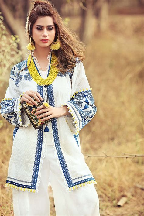 Gul Ahmed Gypsy Folk Lawn Collection - White 1 PC Embroidered Lawn Sin ...