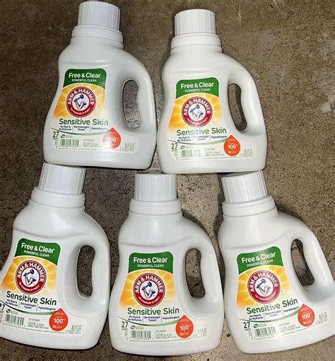 5 bottles Arm & Hammer 27 loads, 36.5oz Free & Clear Laundry he ...